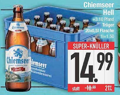 Chiemseer Hell – 20 x 0,5 l Flasche im praktischen Träger