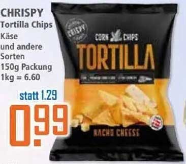 CHRISPY Tortilla Chips Käse - 150g Packung
