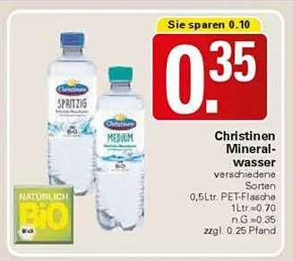 Christinen Mineralwasser verschiedene Sorten