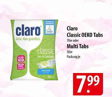 Claro Classic ÖKO Tabs 70er oder Multi Tabs 50er