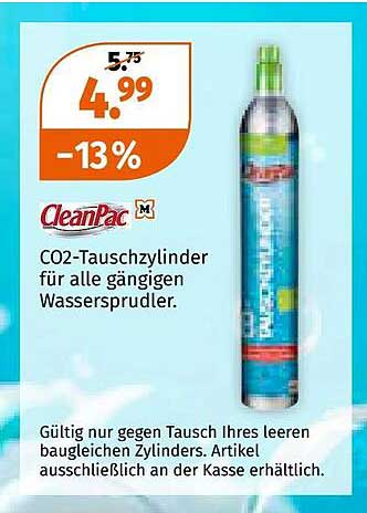 CleanPac CO2-Tauschzylinder für alle gängigen Wassersprudler