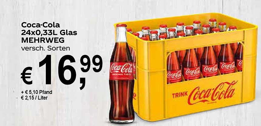 Coca-Cola 24x0,33L Glas MEHRWEG - verschiedene Sorten