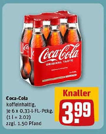 Coca-Cola 6 x 0,33 l Flaschen - Original Geschmack