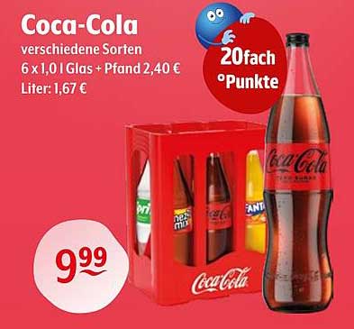 Coca-Cola 6 x 1,0 l Gläser zum Aktionspreis!