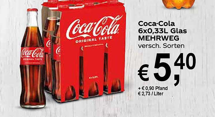 Coca-Cola 6x0,33L Glas MEHRWEG verschiedene Sorten