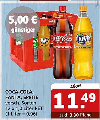 COCA-COLA, FANTA, SPRITE 12 x 1,0 Liter PET