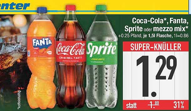 Coca-Cola*, Fanta, Sprite oder mezzo mix* 1,5l Flasche