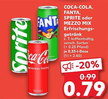 Coca-Cola, Fanta, Sprite oder Mezzo Mix Erfrischungsgetränk