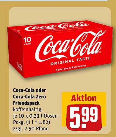 Coca-Cola oder Coca-Cola Zero Friendspack - 10 x 0,33 l