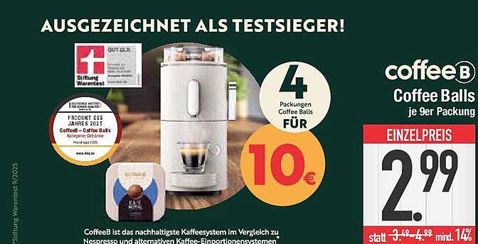 Coffee B Coffee Balls – 4 Packungen für nur 10 €