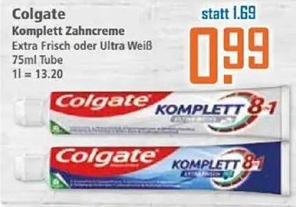 Colgate Komplett Zahnpasta Extra Frisch oder Ultra Weiß 75ml Tube