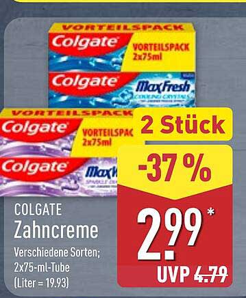 COLGATE Zahnpasta Vorteilspack 2x75ml