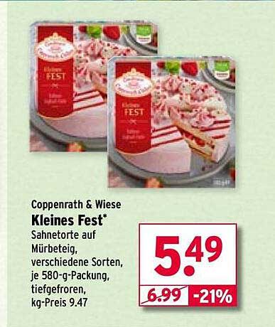 Coppenrath & Wiese Kleines Fest* - Sahnetorte auf Mürbeteig, verschiedene Sorten, je 580-g-Packung