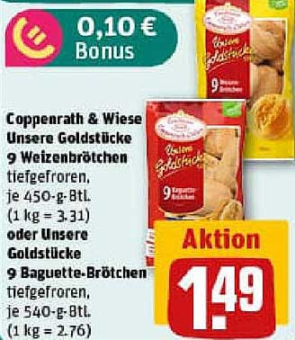 Coppenrath & Wiese Unsere Goldstücke 9 Weizenbrötchen oder 9 Baguette-Brötchen - Aktion