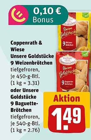 Coppenrath & Wiese Unsere Goldstücke 9 Weizenbrötchen oder 9 Baguettebrötchen
