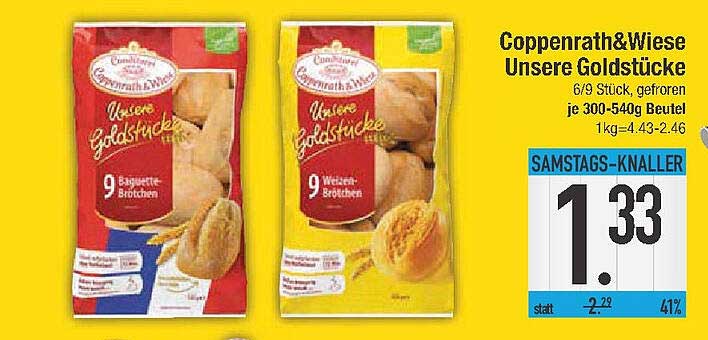 Coppenrath&Wiese Unsere Goldstücke - 9 Weizen- und Baguette-Brötchen, gefroren 300-540g Beutel