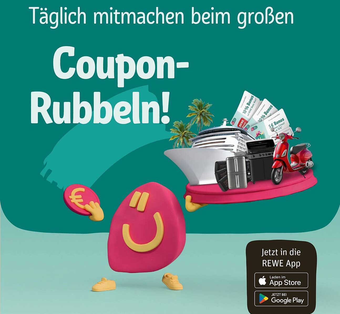 Coupon-Rubbeln im REWE Center