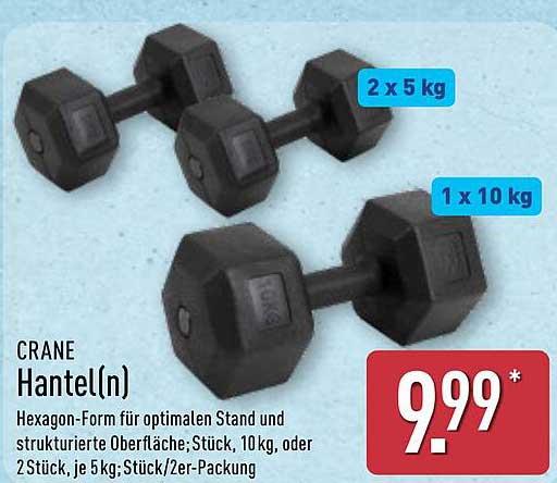CRANE Hantel(n) – Hexagon-Form für optimalen Stand