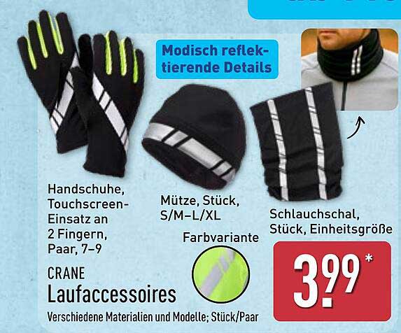 CRANE Laufaccessoires - Handschuhe, Mütze und Schlauchschal