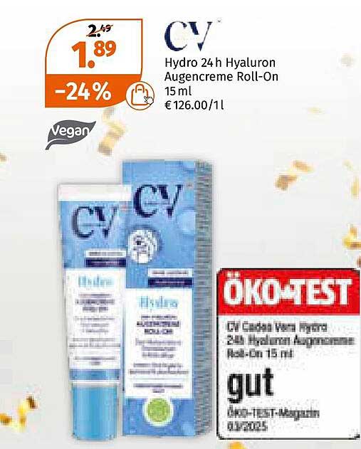 CV Hydro 24 h Hyaluron Augencreme Roll-On 15 ml