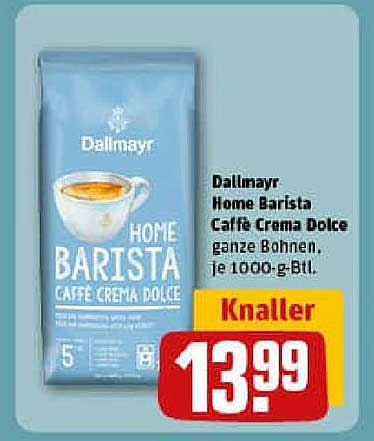 Dallmayr Home Barista Caffe Crema Dolce, ganze Bohnen, je 1000-g-Btl.