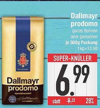 Dallmayr prodomo ganze Bohnen oder gemahlen je 500g Packung
