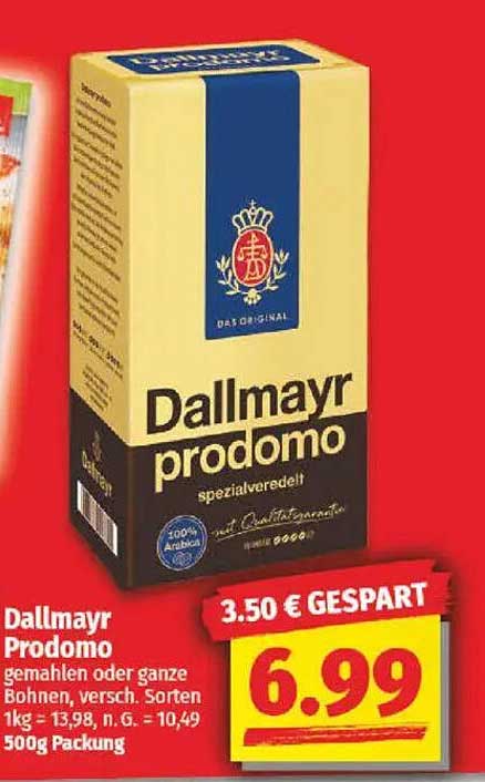 Dallmayr Prodomo – gemahlen oder ganze Bohnen, verschiedene Sorten, 500g Packung