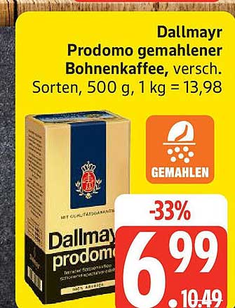 Dallmayr Prodomo gemahlener Bohnenkaffee, 500 g