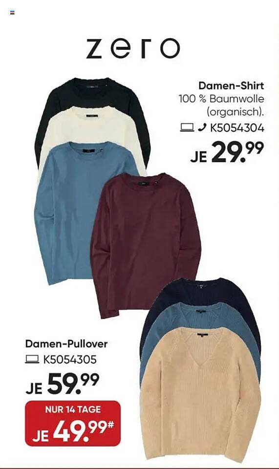 Damen-Shirt und Damen-Pullover von ZERO
