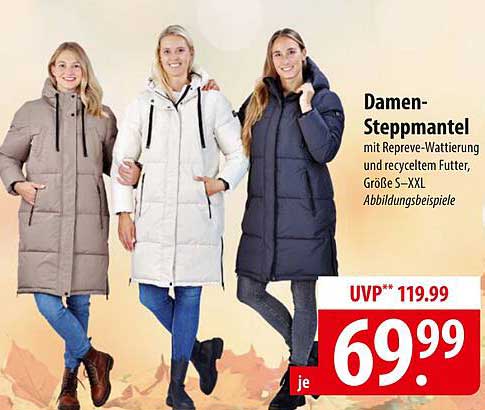 Damen-Steppmantel mit Repreve-Wattierung und recyceltem Futter, Größe S – XXL