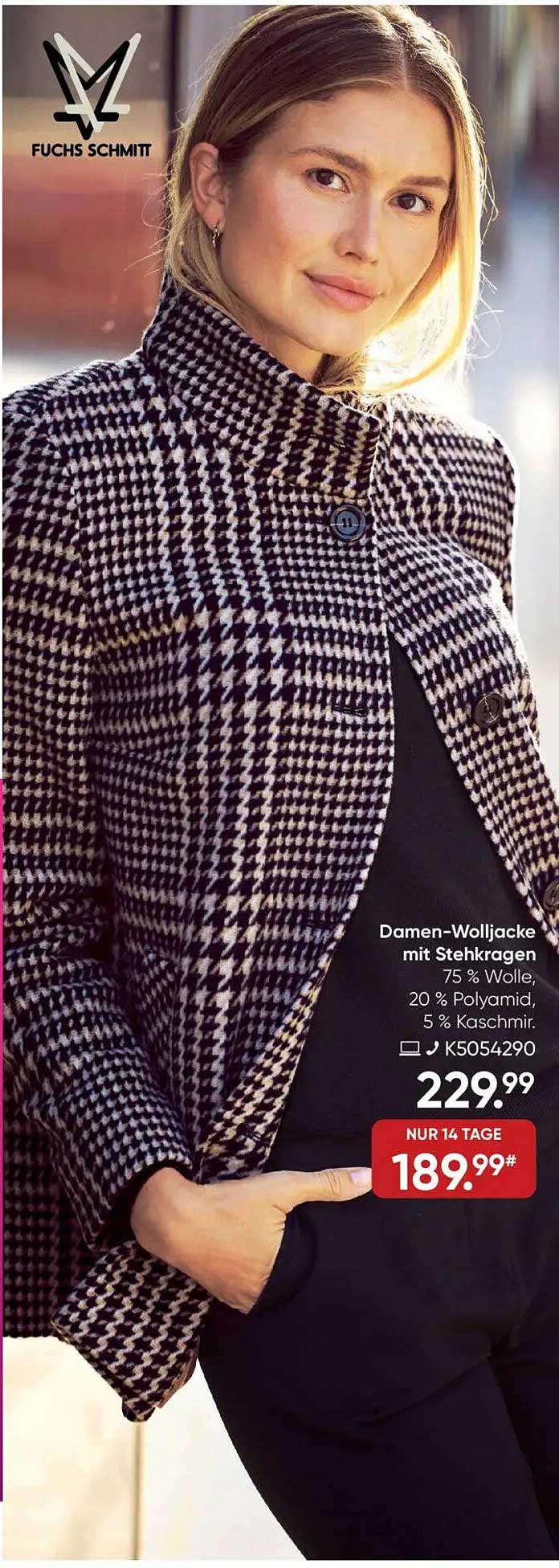 Damen-Wolljacke mit Stehkragen