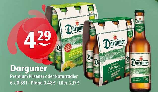 Darguner Premium Pilsener oder Naturradler 6 x 0,33 l