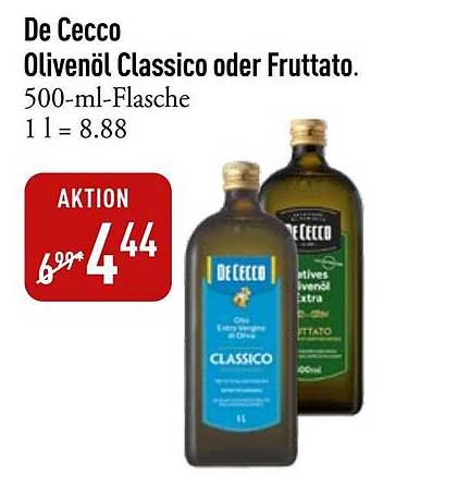 De Cecco Olivenöl Classico oder Fruttato 500-ml-Flasche
