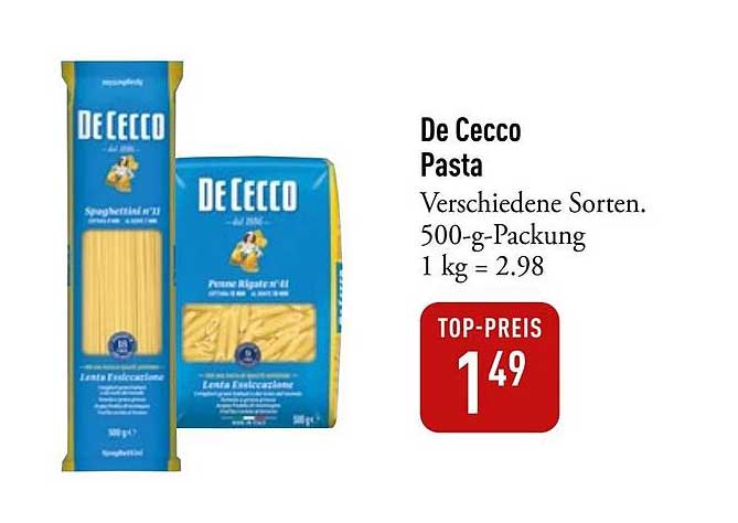 De Cecco Pasta - Verschiedene Sorten 500-g-Packung