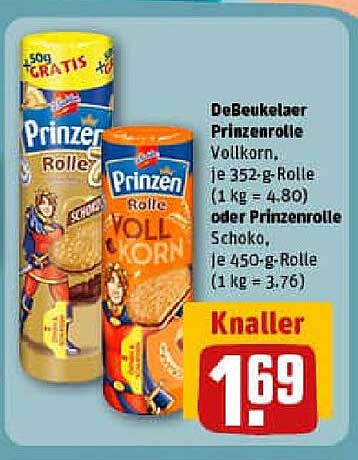 DeBeukelaer Prinzenrolle Vollkorn, je 352-g Rolle oder Prinzenrolle Schoko, je 450-g Rolle
