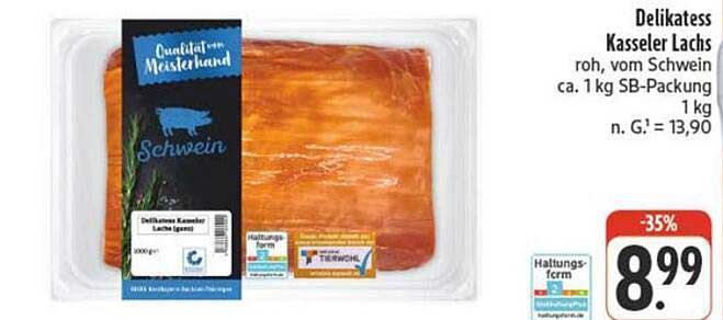 Delikatess Kasseler Lachs, roh, vom Schwein, ca. 1 kg SB-Packung