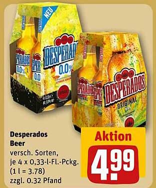 Desperados Bier - verschiedene Sorten, 4 x 0,33 l Packung
