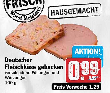 Deutscher Fleischkäse gebacken - verschiedene Füllungen und Würzungen 100 g
