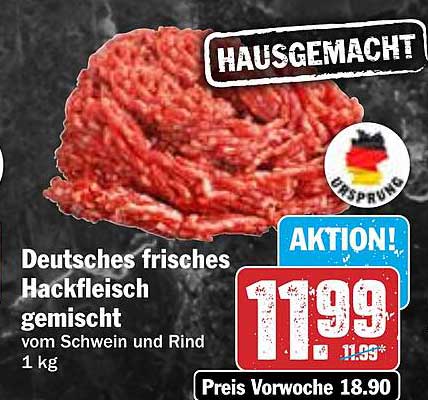 Deutsches frisches Hackfleisch gemischt vom Schwein und Rind 1 kg