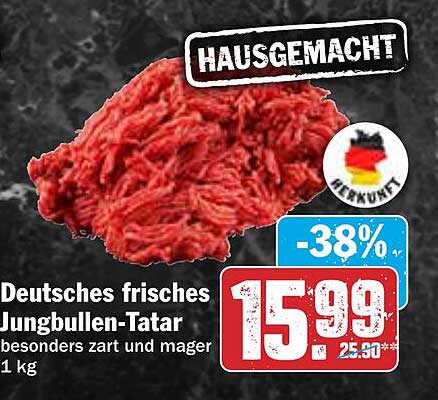 Deutsches frisches Jungbullen-Tatar 1 kg - Besonders zart und mager