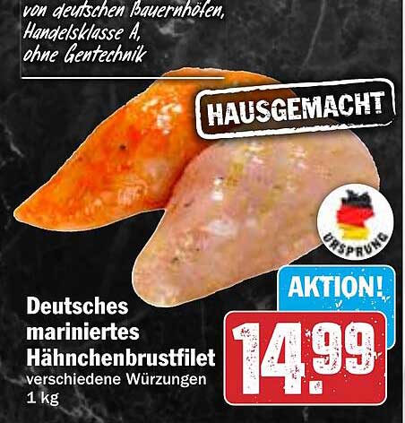 Deutsches mariniertes Hähnchenbrustfilet - verschiedene Würzungen, 1 kg