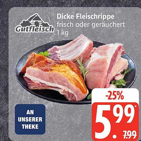 Dicke Fleischrippe frisch oder geräuchert 1 kg