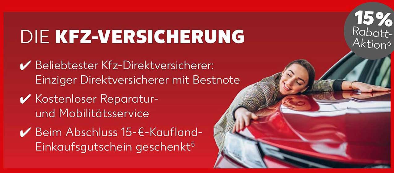 Die Kfz-Versicherung – Jetzt mit 15% Rabatt-Aktion