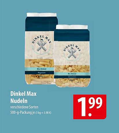 Dinkel Max Nudeln - verschiedene Sorten 500-g-Packung