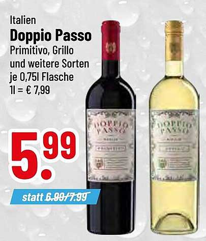 Doppio Passo Primitivo, Grillo und weitere Sorten je 0,75l Flasche
