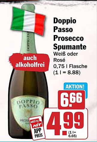 Doppio Passo Prosecco Spumante Weiß oder Rosé 0,75 l