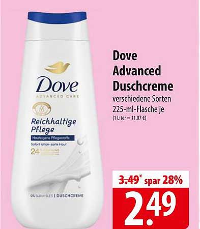 Dove Advanced Duschcreme verschiedene Sorten 225-ml-Flasche je