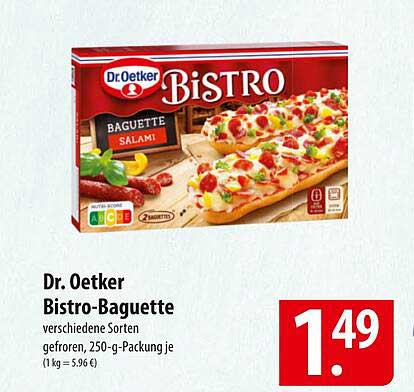 Dr. Oetker Bistro-Baguette verschiedenen Sorten 250-g-Packung