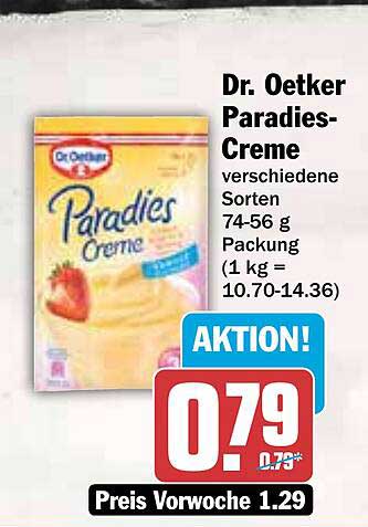 Dr. Oetker Paradies-Creme verschiedene Sorten 74-56 g Packung