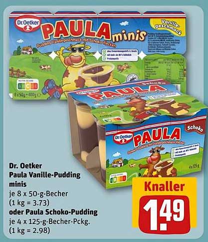 Dr. Oetker Paula Vanille-Pudding minis oder Paula Schoko-Pudding